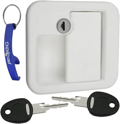 Serrure de porte extérieure pour caravane, camping-car, système FF, FAP avec cylindre et deux clés Blanc - Poukt
