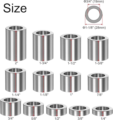 QUARKZMAN Ensemble de 13 Entretoises Réductrices d'Essieu de Roue de 1-1/8' pour Essieu de 3/4', Adaptateurs de Réduction de Bague pour Meules de Moto, Meules d'Établi (En Aluminium CNC) - Poukt