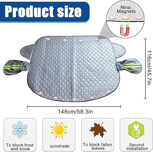 Couverture Pare Brise Voiture, Bache Pare Brise Protection, Protection Pare Brise Voiture Repliable, Bache de Protection Pare Brise Voiture pour Anti UV, Neige - Poukt