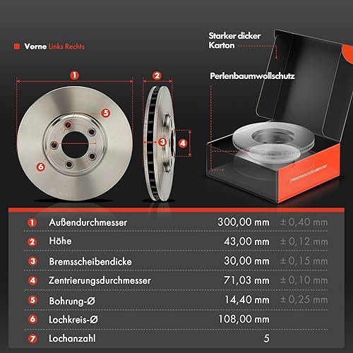 Frankberg Lot de 2 disques de frein, 4 plaquettes de frein avant, avec lubrifiant de frein, compatibles avec S-Type X200 2,5L-4,2L 1999-2007, remplace JLM20801 XR813324 - Poukt