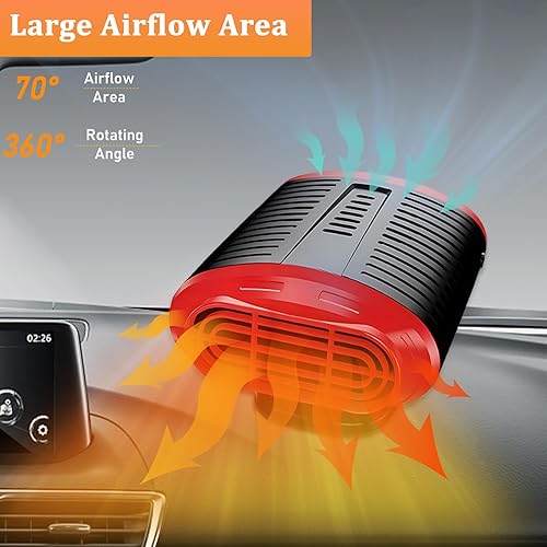 2024 Qidoe Chauffage de Voiture 12V: Chauffage de Ventilateur de Voiture 12 Volt Portable, 2 en 1 Chauffage Rapide de Pare-Brise de Voiture avec Allume-Cigare Désembueur pour Caravanes,Camion,Voiture - Poukt