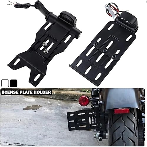 Porte-Plaque Numéro Moto pour Sportster pour Iron 883 1200 pour Dyna pour Roadster Support De Plaque D'immatriculation Latéral De Moto Support D'affichage LED Support Plaque De Moto(Type A Black) - Poukt