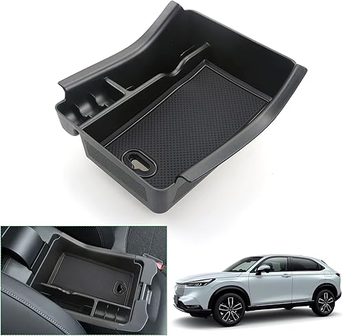 GAFAT Compatible avec Honda HR-V 2022-2024 2025 Boîte de Rangement pour Console Centrale, HRV 2023 Accoudoir Organiseur Plateau d'Accoudoir Central Boîte à Gants, HRV 2023 Accessoires (Noir) - Poukt