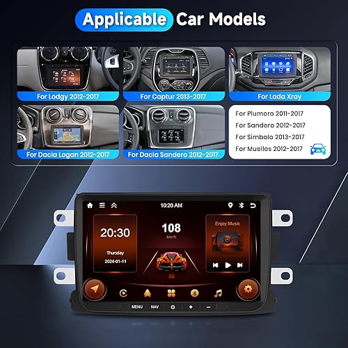 【2+64G】Carplay Autoradio pour Renault Captur Sandero Lodgy 2012 2013 2014 2015 2016 2017,Android Poste Radio Voiture,8 Pouce Touchsreen avec Android Auto/WiFi/GPS/RDS/FM/Bluetooth/USB+Camera de Recul - Poukt
