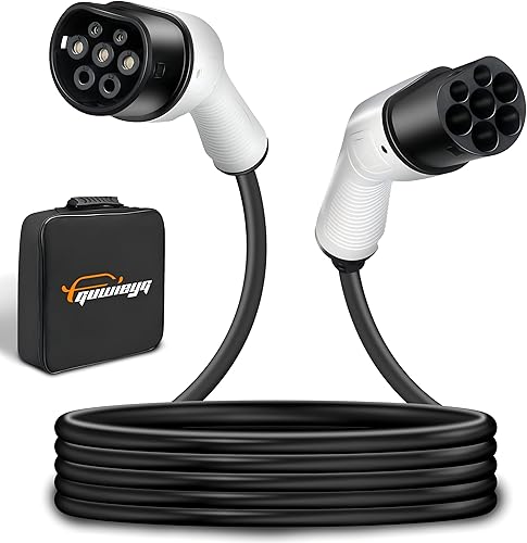 GUWIEYG Câble Type 2 de Recharge pour Voiture Electrique 22KW 5M, Câble Type 2 à Type 2 EV/PHEV avec Sac de Transport - Poukt