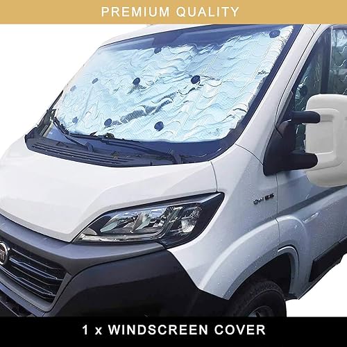OLPRO Bâche thermique pour pare-brise – Ajustement universel pour camping-car, camionnettes | Pare-soleil intérieur pour pare-brise + protection solaire latérale réfléchissante et anti-UV – Idéal pour - Poukt