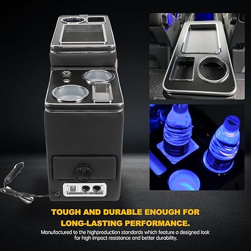 Anlseiod Console Centrale avec Compartiment de Rangement, Porte-gobelet, Port USB, éclairage LED, Allume-Cigare, Compatible avec T4, T5, T6, T6.1, Accessoire de Console Centrale Noir - Poukt