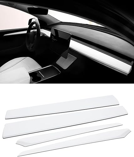 Housse de tableau de bord et garniture intérieure de porte avant compatible avec Tesla modèle 3/y (motif fibre de carbone mat) - Poukt