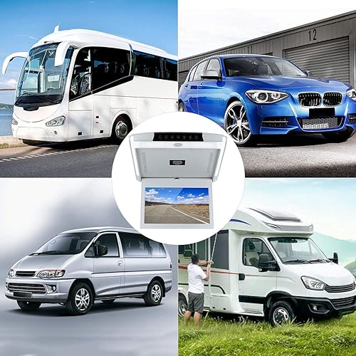 aqxreight - Écran de moniteur au plafond de 11,6 pouces - Moniteur de montage sur le toit de voiture panoramique Hi-Res 1920x1080p, écran rabattable pour véhicule avec émetteur FM, USB/TF, H-D-M-I, - Poukt