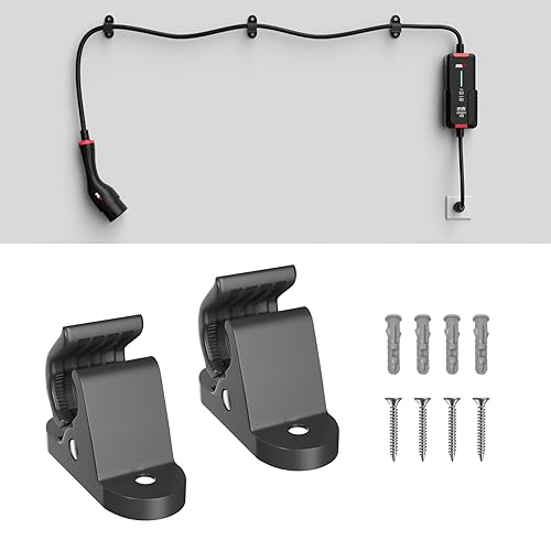 MCEVKELN Support de Câble de Charge pour Véhicule Électrique, Lot de 4, Crochet pour Chargeur EV, Porte-Outils, Support Mural Multifonctionnel, Adaptée pour 10 à 30 mm, avec Boîte - Poukt
