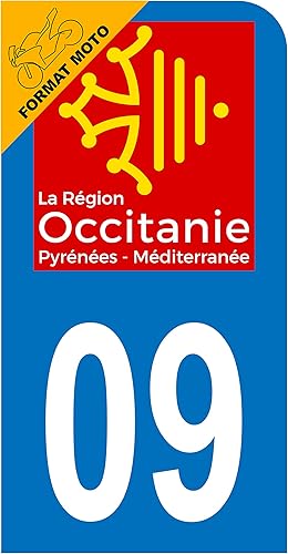 HADEXIA Autocollant Stickers Plaque immatriculation Scooter Moto département 09 Ariège Logo Région Occitanie - Poukt