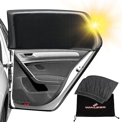 Walser Pare-Soleil Voiture, 2 pièces Pare-Soleil latéral, Protection Solaire Universelle Enfants, Protection UV Voiture, Protection Solaire fenêtre latérale Noir - Poukt
