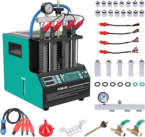PLAYOCCAR Fuel Injector Cleaner Machine 220V Nettoyeur et Testeur D'injecteur Carburant à Ultrasons à 4 Cylindres avec 10 Fonctions Test pour la Plupart Injecteurs GDI Voiture et Moto - Poukt