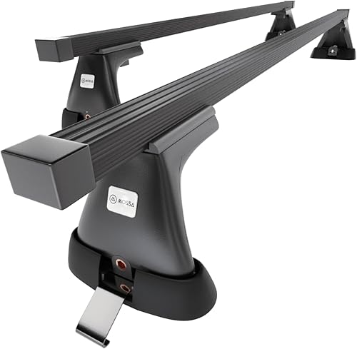 Mossa Barres de Toit en Acier adapté pour Peugeot Partner MK I Van (2003-2010) - Porte-Bagages de Voiture Noir - Points de Montage - Poukt