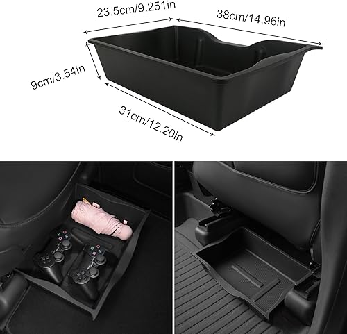 Boîte de Rangement Sous Le Siège pour Tesla Model Y 2021 2022 2023, Silicone Boîte de Rangement pour Siège Avant, Bacs de Rangement Cachés - Poukt
