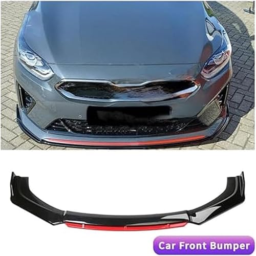 QASULER Lame de Pare-Choc Avant for Kia, Ceed, Proceed, JD GT 2013-2021 (Noir Brillant) Séparateur de Spoilers(Black Carbon Fiber and Red) - Poukt