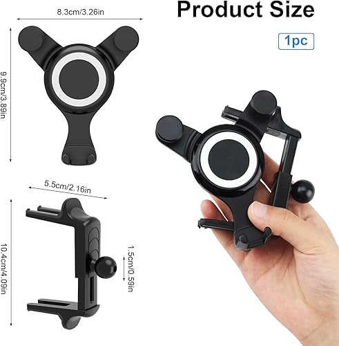 Aeipou Support de téléphone de voiture pour Mercedes Benz A/B/C/E/S Mini Cooper Audi-TT Ford Jeep Suzuki Mustang Wrangler Swift rond pour toutes les grilles d'aération circulaires iPhone 16/15/14 Pro - Poukt