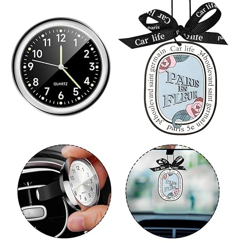 Horloge de Voiture, Montres à Quartz de Voiture, Horloge de Tableau de Bord de Voiture, Horloges à Évent Voiture, horloge à quartz avec aiguilles lumineuses, pour tableau de bord de voiture,noir - Poukt