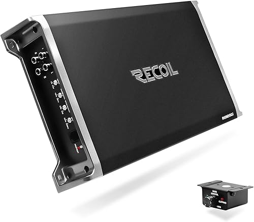 RECOIL RED1200-1 Amplificateur de caisson de basses monobloc audio de voiture de classe D de 2 500 watts, stable à 1 ohm, bouton de basse à distance inclus - Poukt