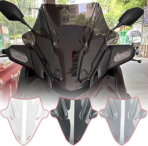 WOOGA Pare-Brise Avant pièce de Rechange pour Motocyclette,déflecteur de Vent Écrans de visière Replacement for Ya&ma&ha Xmax 125/250/300 X-MAX125 X Max 250 X Max 300 2023 2024 (Fumée Noire) - Poukt