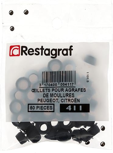 Restagraf - Fixations Tétine pour Garniture de Porte - Compatible avec Citroën, Fiat, Peugeot - Réf. 411 - Sachet de 50 - Poukt