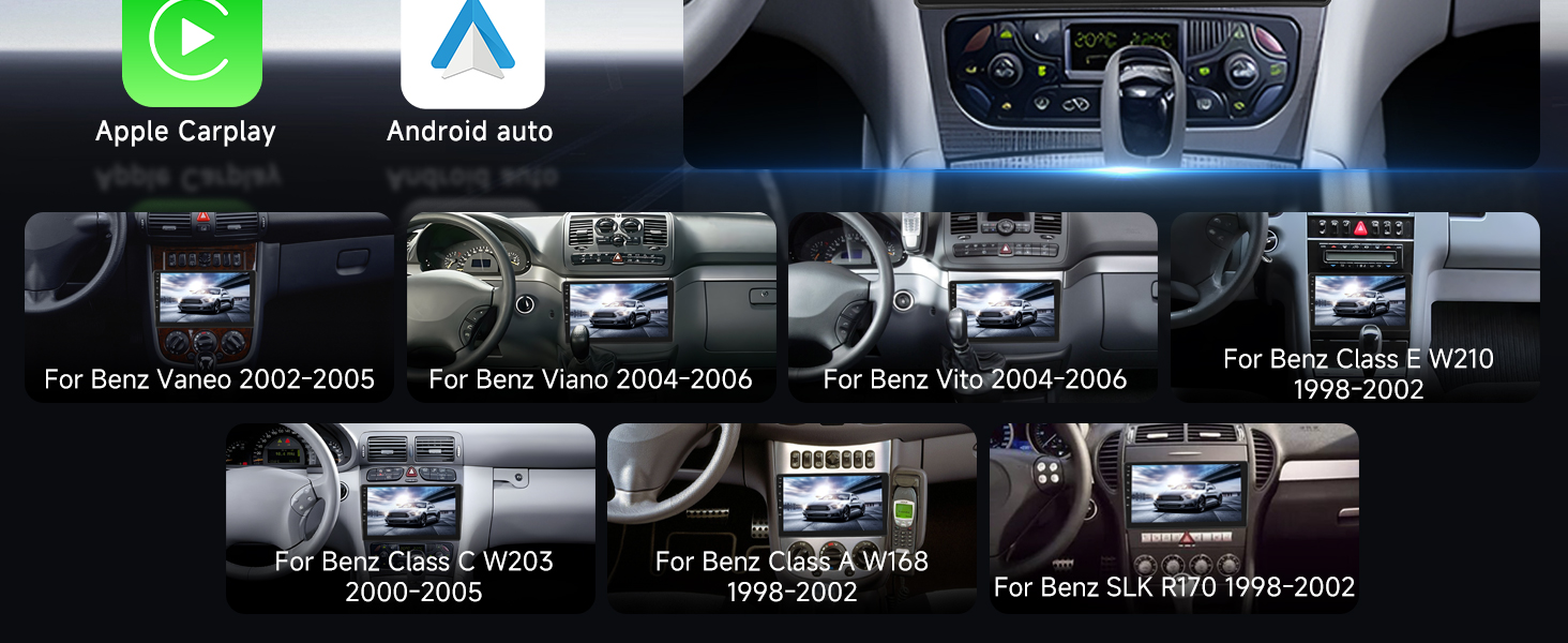 Autoradio pour Mercedes Benz C Classe E Classe A W203 W210 W168 W170 SLK Vaneo Vito Viano
