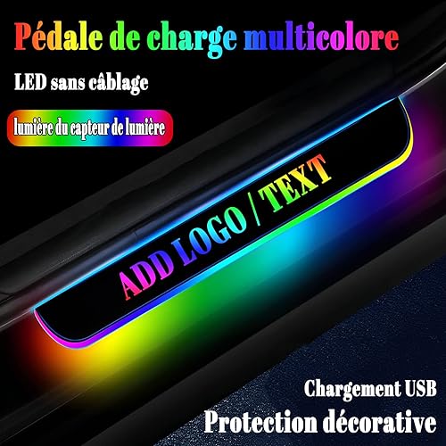 4 Pièces Seuils de Porte à Induction LED, seuils de Porte à Induction LED étanches sans câblage, Barre de seuil de Voiture lumière dambiance sans câblage pour Tous Les modèles de Voiture - Poukt