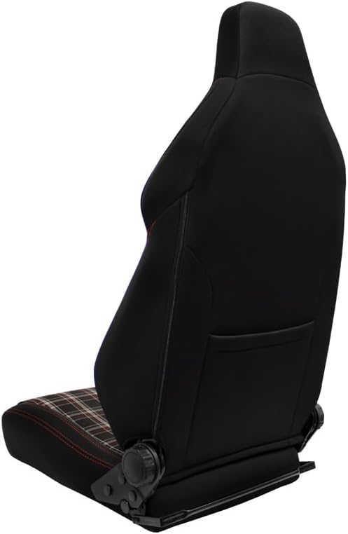 AUTO-STYLE Siège baquet 'VGR' - Tissu Noir + Tissu en motif à carreaux Rouge + Surpiqûres Rouge - Dossier réglable - incl. glissières - Poukt