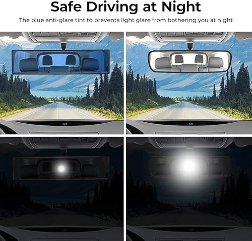 Rétroviseur de voiture pour bébé, miroir intérieur universel panoramique, miroir anti-éblouissement à placer 11,81 pouces, miroir grand angle pour voitures, SUV, camions, voitures - Poukt