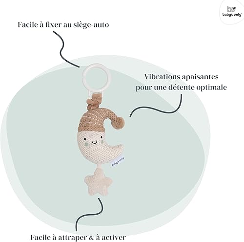 Baby's Only - Lune Vibrante Heaven - Jouet de Poussette pour Bébé - Jouet pour Siège Auto - Jouet Maxi-COSI - Jouet de Voyage pour Bébé - Clay/Warm Linen - Poukt