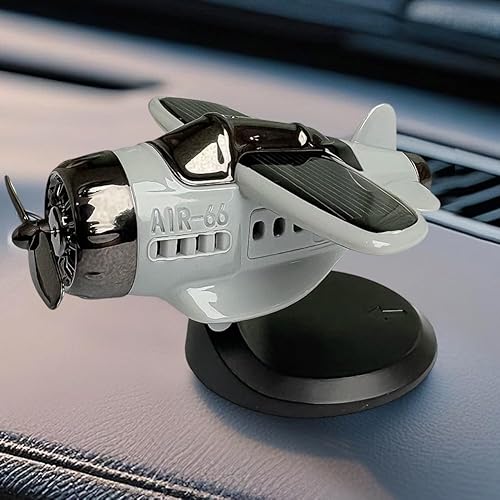 Avion à énergie solaire pour voiture, table de bureau, en alliage, énergie solaire, ornements rotatifs pour voiture, hélicoptère (gris) - Poukt