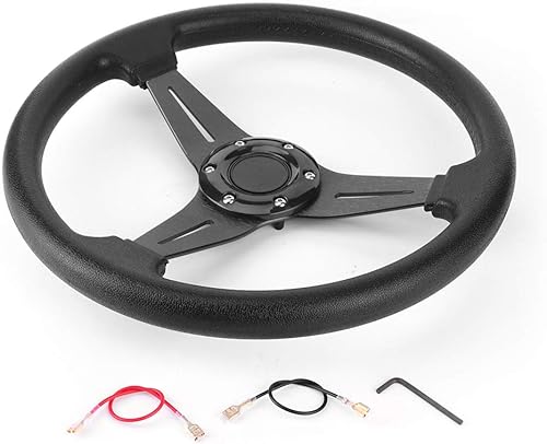 Volant Plat Profond de 350 Mm, Volant Sport, Volant de Course pour Accessoire modifié Universel de Voiture (Rouge) - Poukt