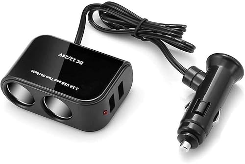 Répartiteur allume-cigare de voiture 12 V/24 V avec 2 ports USB, double chargeur de voiture, charge rapide, multiprise d'alimentation pour enregistreurs de voiture, GPS, tablette, téléphone, caméra de - Poukt