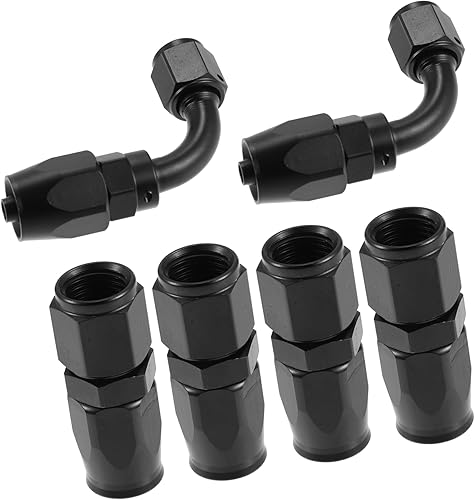 A ABSOPRO 4pcs AN4 Droit 2pcs AN4 90 Degré Pivotant Tuyau Terminal Raccord Noir Remplacement d'article - Poukt