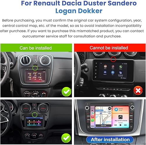 Inefala 2G+64G Android 13 Autoradio pour Dacia Duster Sandero Logan Dokker, avec Wireless Carplay Android Auto 9 Pouces écran Tactile Poste Radio Bluetooth avec GPS WiFi RDS/FM Caméra de Recul & Mic - Poukt