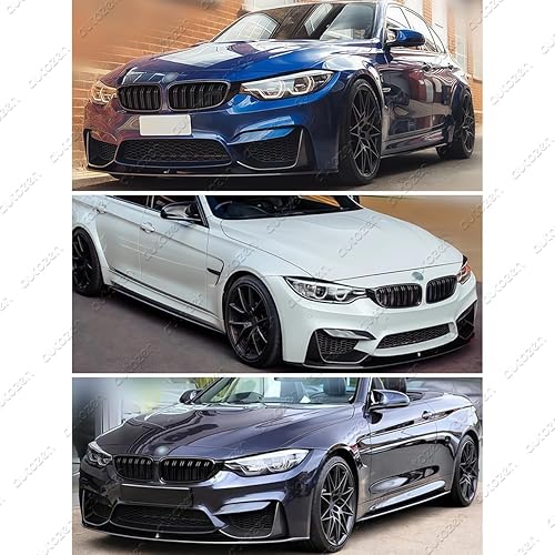 Avant Becquet Choc Avant pour BMW M3 M4 F80 F81 F82 F83 2014-2020 Noir Brillant Séparateur Inférieur Voiture Plaque Protection Kit Carrosserie Lame Aileron - Poukt