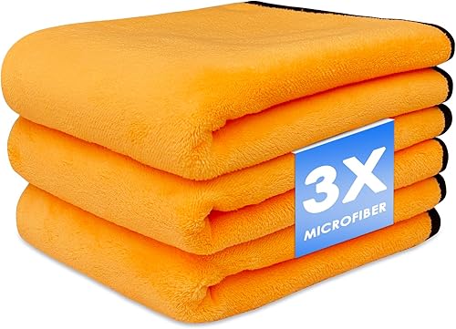Baxcdyswe 3PCS Chiffon Microfibre, 40 x 60 cm Kit Nettoyage Voiture, Super Absorbantes, Nettoyage Professionnel Lavette Microfibre Nenette Voiture, Serviette Microfibre Voiture pour Entretien Peinture - Poukt