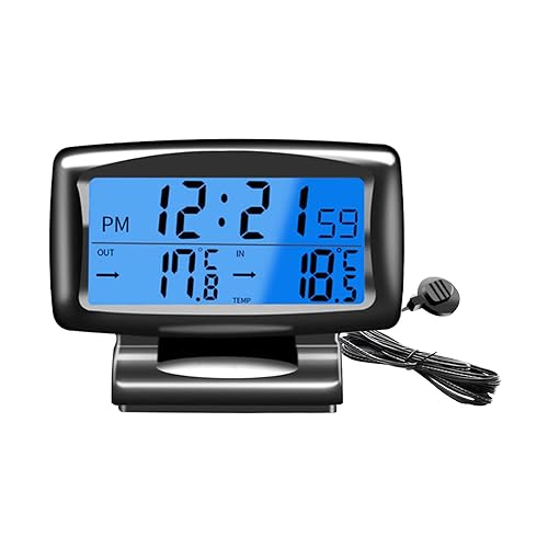 Thermometre interieur exterieur pour voiture, Horloge de Température de Voiture, Affichage Numérique, Intérieur et Extérieur Double Température Mesure Outil avec Rétro-éclairé Fonction - Poukt