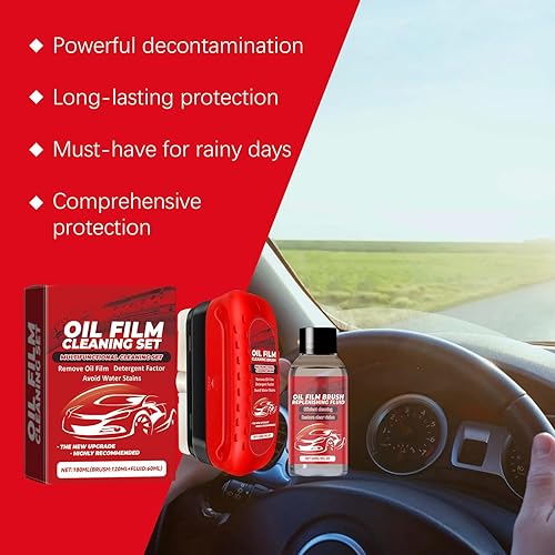 Nettoyant De Film D'Huile pour Vitres De Voiture, Car Glass Cleaning, Nettoyant Puissant pour Pare-Brise et Film d'Huile, pour Restaurer Facilement la Clarté du Verre, 06 - Poukt