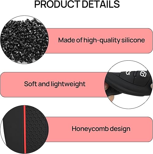 Huybaa Coque de Protection en Silicone pour Clé Audi - Étui Noir à 3 Boutons Compatible avec Audi A1, A3, A4, A6, Q3, Q5 (Noir avec Ligne Rouge) - Poukt