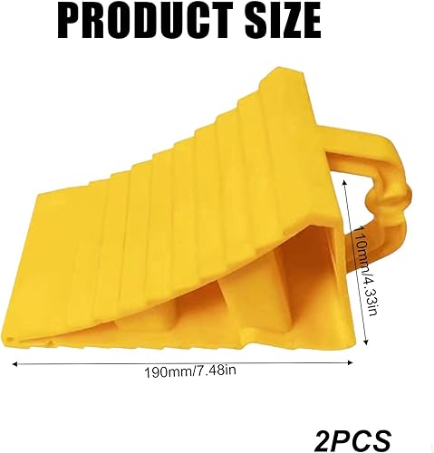 Leikurvo Lot de 2 cales de roue avec poignée - 190 x 110 x 110 mm - En plastique - Pour voiture, caravane, camping-car - Jaune - Poukt