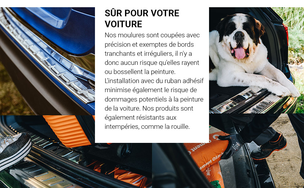 CHROMEMASTER Protection de Pare-Chocs arrière Plastique Protection de seuil de Coffre pour protéger