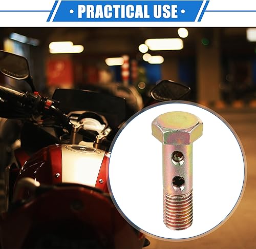 VekAuto Kit de boulons double banjo, filetage métrique M12x1.5, longueur de 45mm, adaptateur universel en métal durable de couleur bronze avec rondelles - Poukt