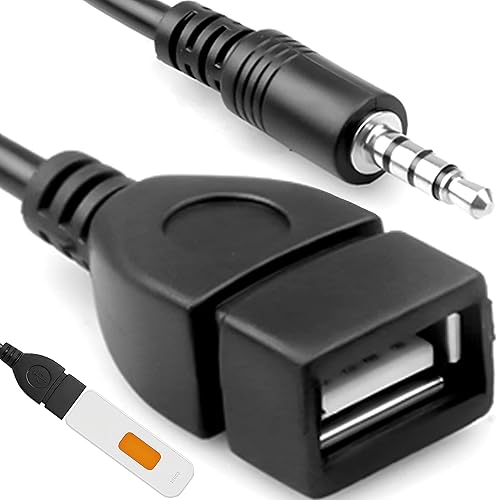 Retoo Jack Mâle 3,5 Mm vers Câble Adaptateur de Convertisseur de Câble o AUX Femelle USB, Car Adapter, Longueur 20 cm, De Convertisseur De Câble Audio pour Appareils avec Prise Audio AUX, Noir - Poukt