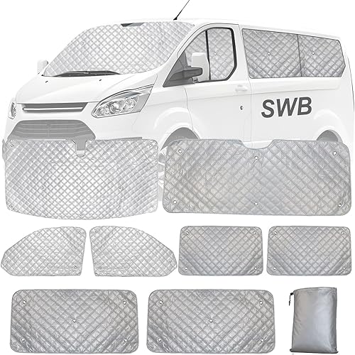 Pare Soleil Pare Brise pour Ford Transit Custom 2012-2022 SWB,8Pcs Pare Soleil Voiture Pare Brise, Protection Soleil Voiture Interieur, Protection Solaire, Protection UV, Isolation Thermique - Poukt