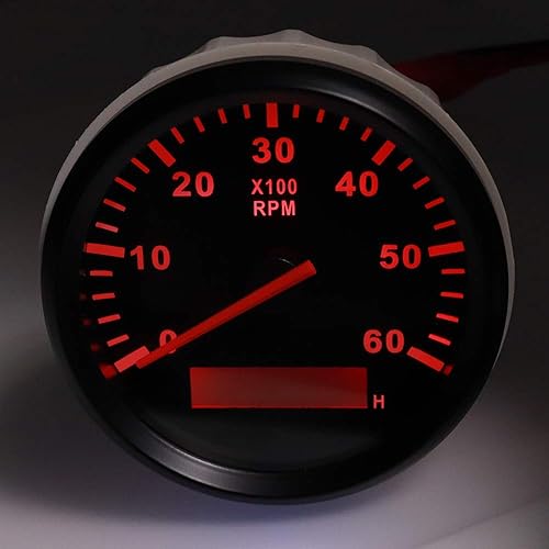 Geloo Jauge de compteur de vitesse 85 mm 6000 tr/min tachymètre marin voiture camion bateau jauge de compteur de vitesse LCD étanche rétroéclairage rouge(6000 tr/min noir et argent)… - Poukt