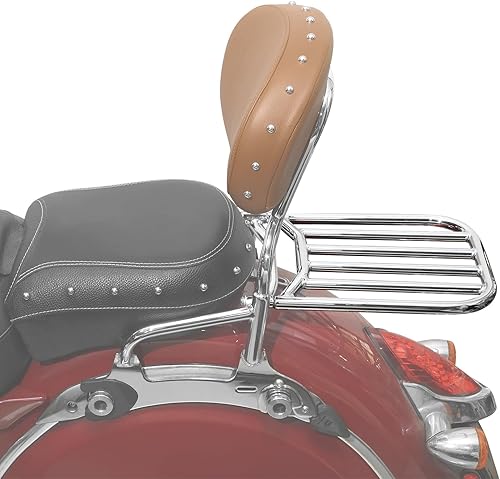 TCMT Dossier de 35,6 cm Sissy Bar W/Pad porte-bagages pour Indian Chief Vintage 2014–2018 Chief Classic 2014–2018 Chief Dark Horse 2016–2018 - Poukt