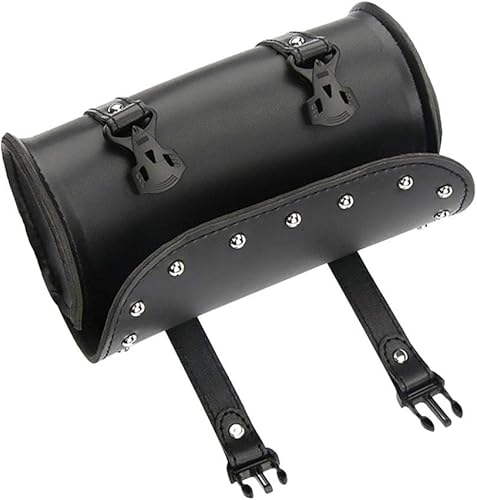 Futurepast Sacoches de Moto pour Fourche Avant Sac de Guidon en Cuir PU Sacoche de Moto Noire pour Yamaha Harley Davidson Sportster Softail Dyna - Poukt