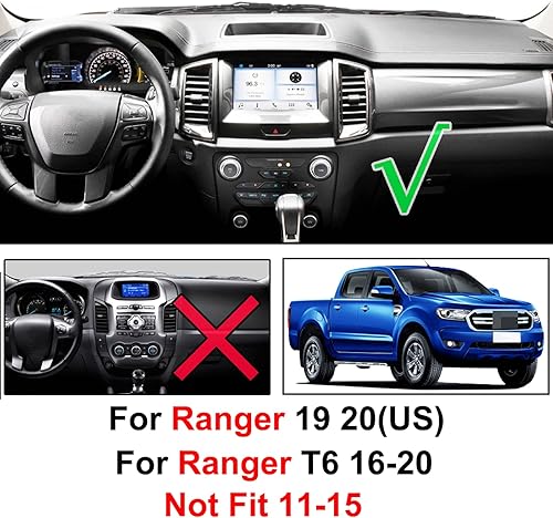 QCYSTBTG Couverture de Tableau de Bord, pour Ford Ranger Wildtrak Raptor T6 2016-2020 Tapis de Tableau de Bord Tapis de Couverture de Tableau de Bord Pare-Soleil - Poukt