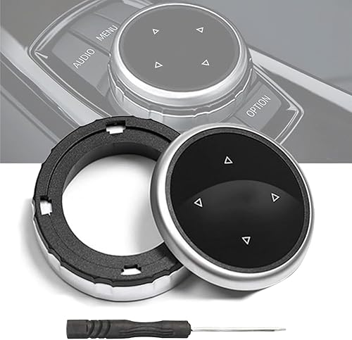 Youzzei Couvercle de bouton multimédia de voiture (moyen à grand) pour BMW Série 1, 3, 5, 7, F10, F20, F30, 7 touches, BMW Idrive, plastique ABS F30 - Motif flèche - Poukt
